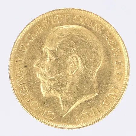 Mynt Sovereign år 1915, George V Storbritannien, Ø22mm, 21,6K Vikt: 8 g