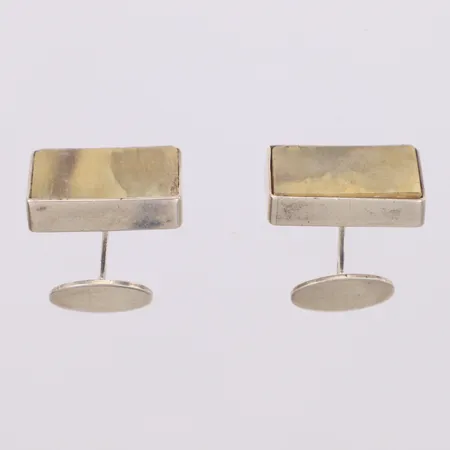 Ett par manschettknappar med beninläggning, 25,4x16,3mm, Kaplans Safir, år 1987, nagg, 925/1000 silver. Bruttovikt 19,0g Vikt: 19 g