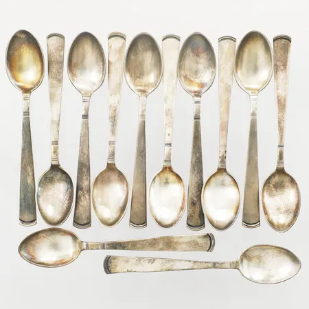 Tolv moccacskedar modell Rosenholm längd 11cm GAB, 830/1000 silver Vikt: 142,6 g