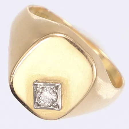 Ring med diamant 0,14ct enligt gravyr stl 20 K&EC Göteborg 1973 bucklig skena 18K  Vikt: 6 g