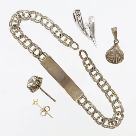 Diverse silver, stenar, defekter. Vikt: 9,2 g