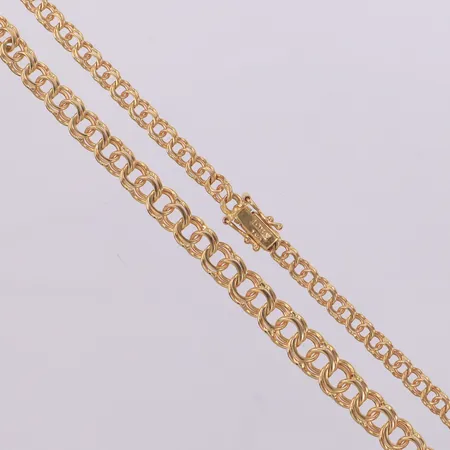 Collier doserad Bismarck, längd 46cm, bredd 3,8-6,5mm, glapp i låset, GHA, 18K  Vikt: 16,7 g