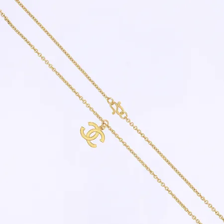 Halskedja med integrerat hänge, 44cm, bredd 2mm, buckligt, 23K (OBS, ej märkesvara!)  Vikt: 3,8 g