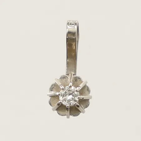 Hänge med diamant, ca 0,03ct, längd 10,8mm, Ø4,9mm, vitguld, 18K Vikt: 0,4 g