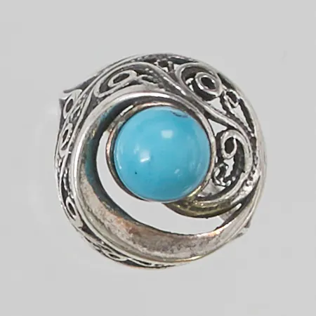 Ring med turkos, Ø17¾, bredd:19mm, 925/1000 Silver 4,5g.