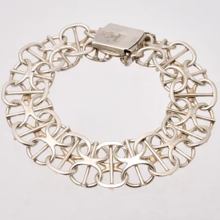 Armband 20,5cm, Xlänk med stav, bredd 16,5mm, 830/1000, Jo-Ans Guld AB, 1971, 31,07g.