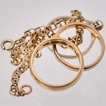 Diverse defekt guld, 18K, vikt 11,81g.