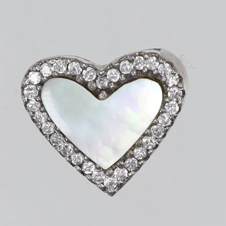 Hänge hjärta med vita stenar, 19x15mm, silver, 925/1000, bruttovikt 3,5g Vikt: 3,5 g