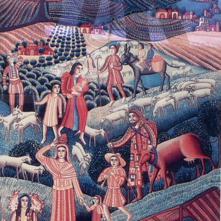 Tavla Offsettryck av John August Swanson, bibliskt motiv, bildmått 17,5x59cm, rammått 89x46cm, signerad i blyerts, förgyllning på ram lossnar Skickas med postpaket.