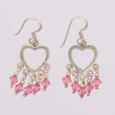 Örhängen med rosa pärlor längd 35mm, 925/1000 silver Vikt: 3,5 g