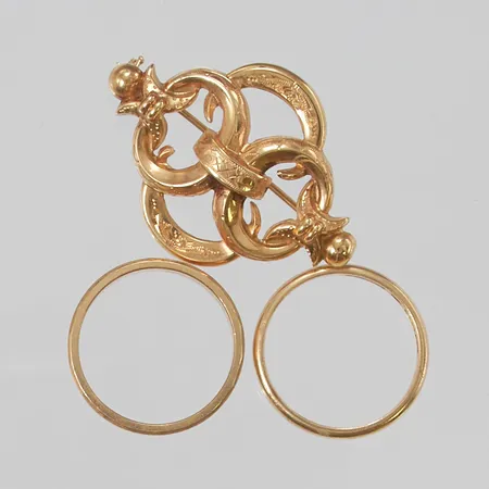 Diverse guld, defekt/gravyr, 18K 12,2g.