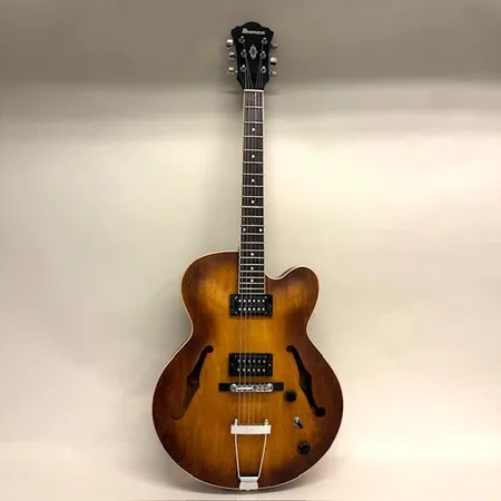 Elgitarr, Ibanez AF-55TF 12-02, jazzmodell, tobaksmatt, serienr S14042147, nagg, Kina, mjukt fodral, slitage Skickas med Bussgods eller PostNord