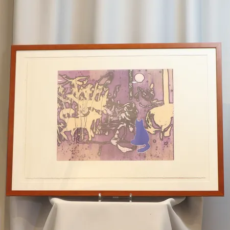 Etsning Ernst Billgren "blå katt" 73x54cm, från samlingen 15 konstnärer, vattenstämpel Skickas med postpaket.