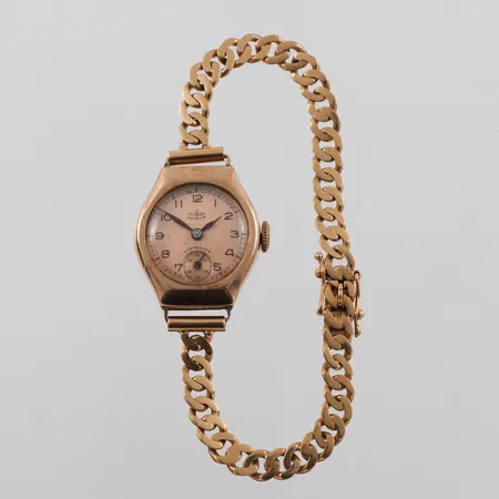 Damur 14k i uret och 18k i bandet,fungerar ej,totalvikt 19.3 gram och utan uret men med glaset 13,7gram Vikt: 19,3 g