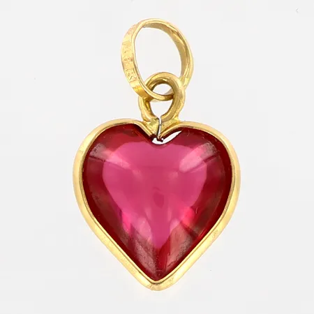 Hänge hjärta med röd sten 10x17mm, 18K  Vikt: 0,9 g