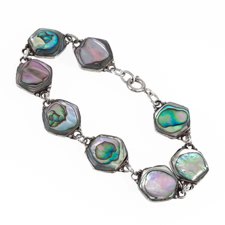 Armband pärlemor längd 19cm, bredd 14mm silver 925/1000 8,9g. 