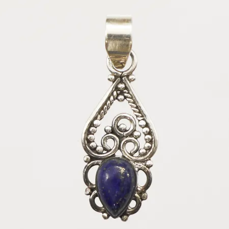 Hänge med lapis lazuli, längd 32mm inkl ögla, bredd 12mm, 925/1000 silver Vikt: 2,1 g