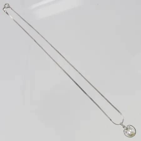 Kedja med hänge, plastpärla, 39cm, 835/1000 Silver 4,7g.