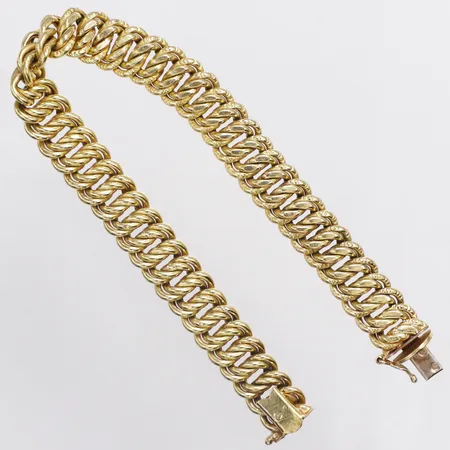 Armband längd 19cm bredd 10mm, löst i lås, 20K Vikt: 21 g