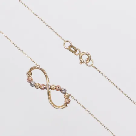 Collier Ankar med integrerat hänge vita stenar samt kulor längd 43,5cm bredd 0,6mm hängdel 8,7-22mm 14K Vikt: 2,1 g