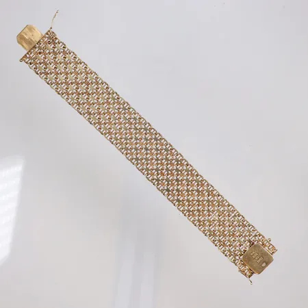 Armband X-länk med stav 19cm bredd 25mm NGB (Nils-Olofs Guldsmedja) Stockholm 1964, 18K Vikt: 52,1 g