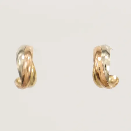 Ett par örhängen, längd 9,4mm, bredd 3,6mm, trefärgade, 18K Vikt: 0,8 g