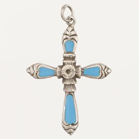 Hänge kors med stenar, längd 40mm bredd 25mm, silver Vikt: 3,6 g