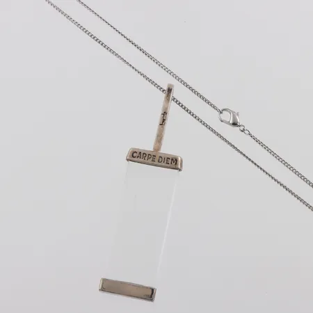 EFVA ATTLING Carpe Diem Monocle,silver 925/1000,hängets höjd 75 mm,någon repa,kedjans längd ca 58 cm,nypris 4100 kronor. Vikt: 20,3 g