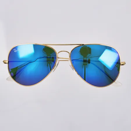 Solglasögon Ray-Ban modell RB3025 Aviator large W3277 58¤14 blått spegelglas gulmetall fodral 
