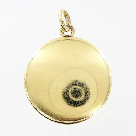 Medaljong, 26x35mm, mindre bucklor, ram till glas saknas, ett glas defekt, 14K Vikt: 6,7 g