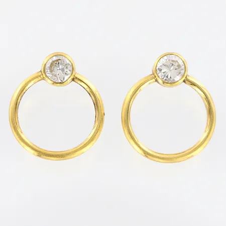 Ett par örhängen med stenar Ø12x13mm, stoppar saknas, 18K  Vikt: 0,8 g