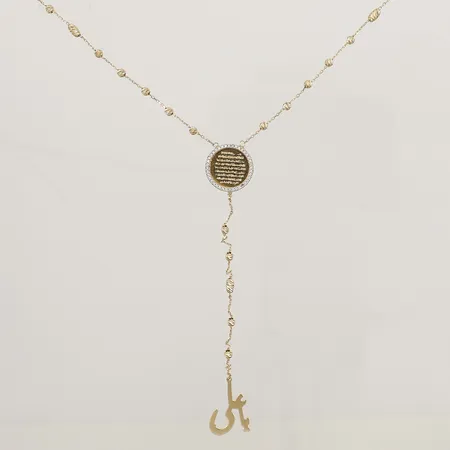 Collier med vita stenar, längd ca 58,5cm, bredd 0,6-16,7mm, knut, 18K Vikt: 6,7 g