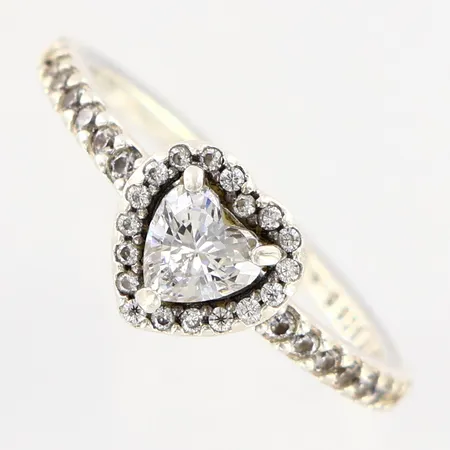 Ring Pandora ALE med stenar, stl 16, bredd:2-8mm, två stenar saknas, Silver 925/1000 Vikt: 2,1 g