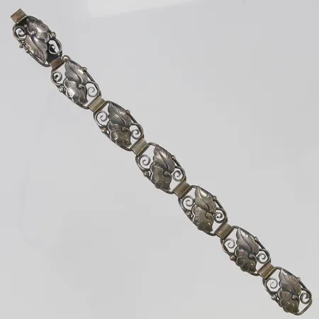 Armband med blomsterdekor 19cm, bredd:ca 16mm, 830/1000 Silver 22,7g.