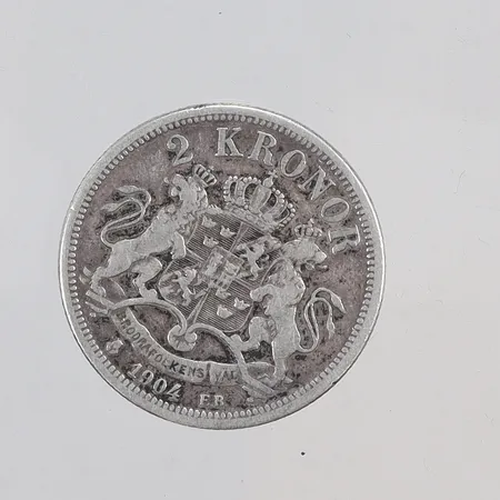 Mynt 2 krona, 1904, silver, 800/1000 Vikt: 14,8 g