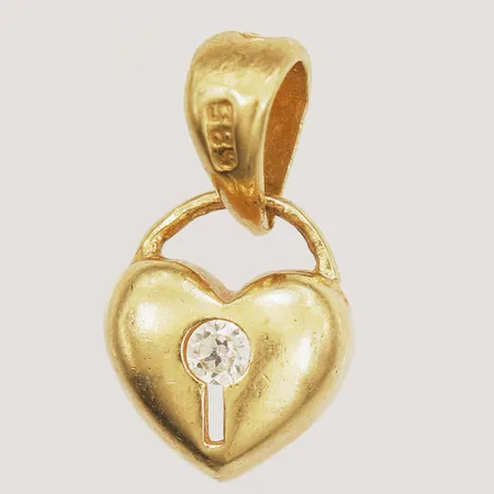Hänge hjärta med sten, längd 16mm, bredd 8,8mm, 14K Vikt: 1,2 g