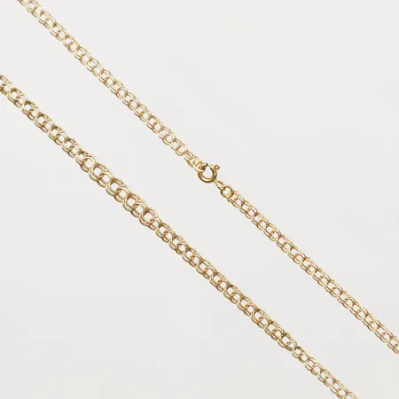 Collier Bismarck, doserat, längd 44,5cm, bredd 3,1-4,3mm, defekt fjäder i lås,18K  Vikt: 6,6 g