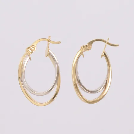 Örhängen tvåfärgade, längd 21mm, bredd 3mm, 14K  Vikt: 2,1 g