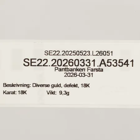 Diverse guld, defekt, 18K Vikt: 9,3 g