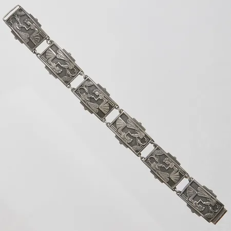 Armband, längd ca 18,4cm, bredd 14-18,5mm, 830/1000 silver Vikt: 34,9 g