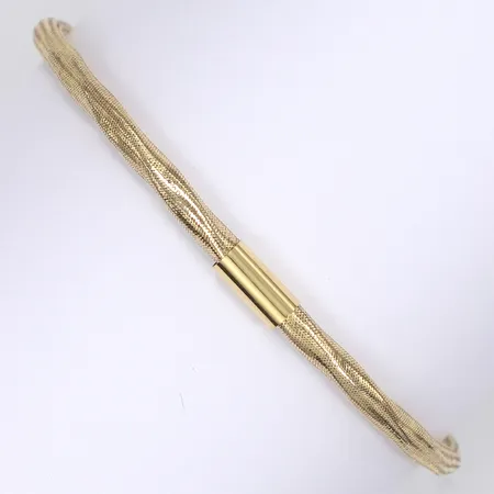 Armring i mjuk mesh Ø7cm bredd 3mm lätt bucklig 14K Vikt: 3,5 g