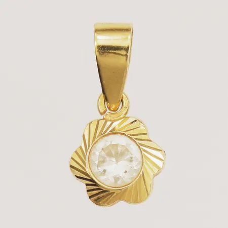 Hänge med sten, längd 13mm inkl ögla, bredd 6,5mm, 18K  Vikt: 0,4 g