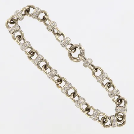 Armband i vitguld med diamanter, Jarl Sandin, 2,45ctv TW/VS, 18,5cm, extra länkbit ca 1cm, värderingsintyg från guldsmeden medföljer, etui, 18K Vikt: 27,8 g