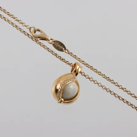 Halssmycke Engelsrufer förgyllt silver,längd ca 44 cm,hängets höjd 23.9 mm. Vikt: 11,5 g