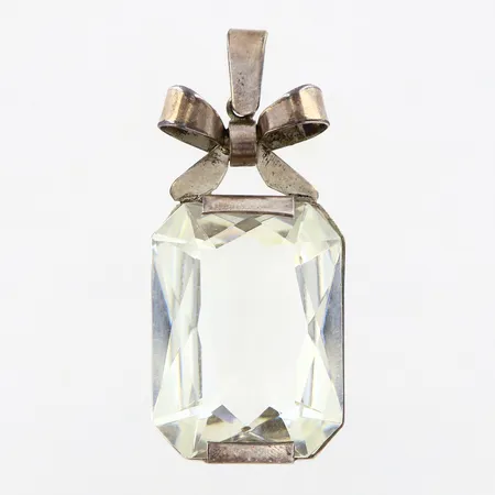 Hänge med vit sten, 47x20mm, silver 830/1000 Vikt: 14,8 g