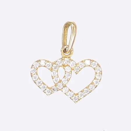 Hänge hjärtan med vita stenar 13x10mm GHA 18K Vikt: 0,5 g