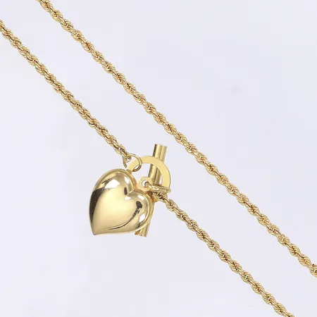 Halscollier med hjärta längd 45cm bredd 2-15mm GHA 18K Vikt: 5,1 g