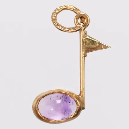 Hänge med lila sten längd 16mm inkl ögla bredd 0,7-7mm 18K Vikt: 0,3 g