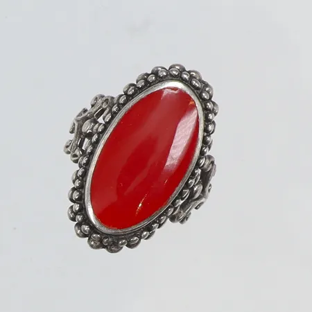 Ring med röd emalj stl 17 bredd 2-24mm silver 925/1000 Vikt: 6,5 g