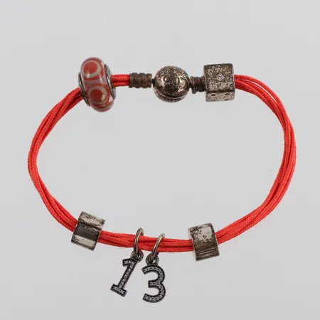 Armband Pandora textil och silver 925/1000,längd ca 18 cm. Vikt: 17,2 g